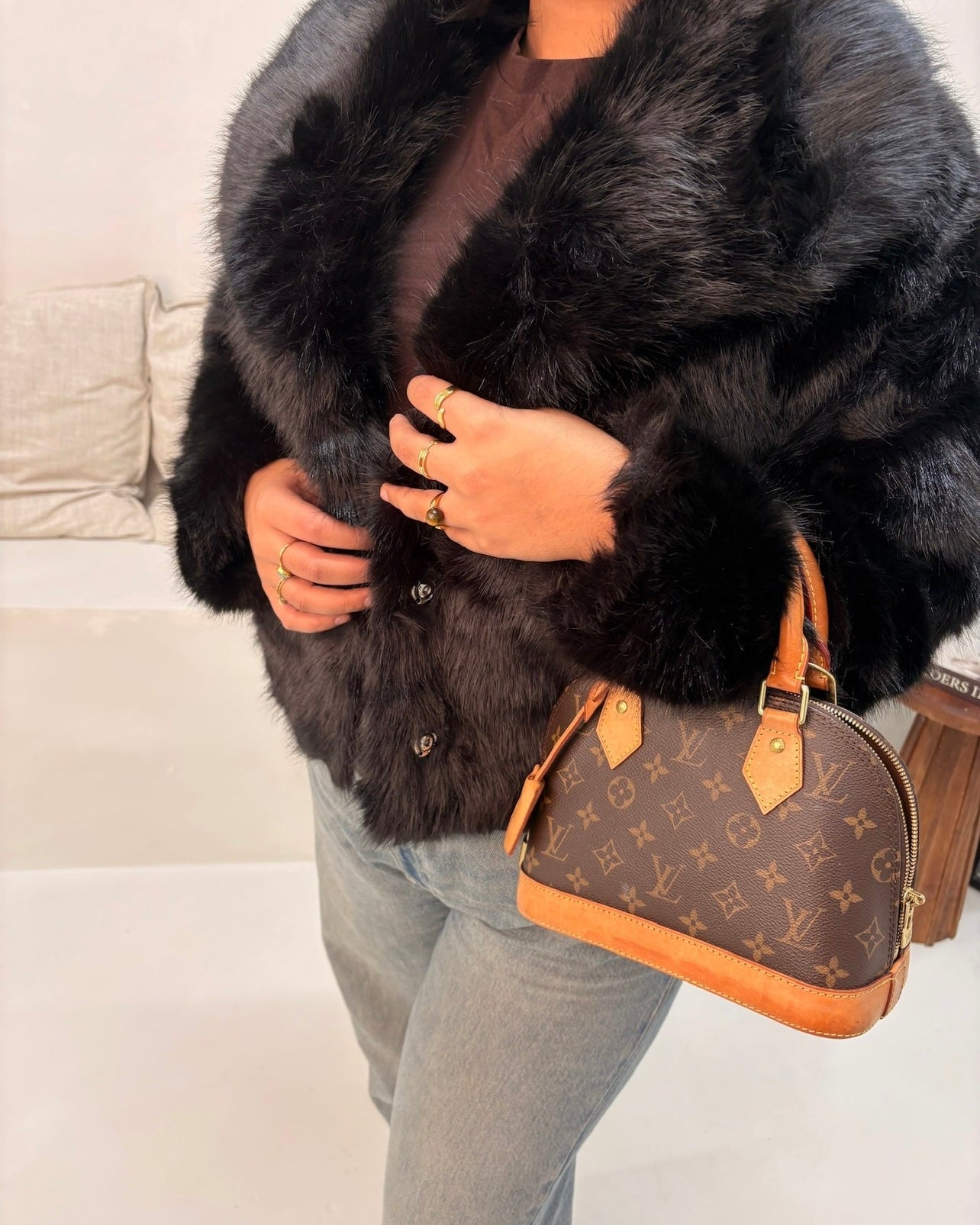 Hannah Faux Fur Coat - Black