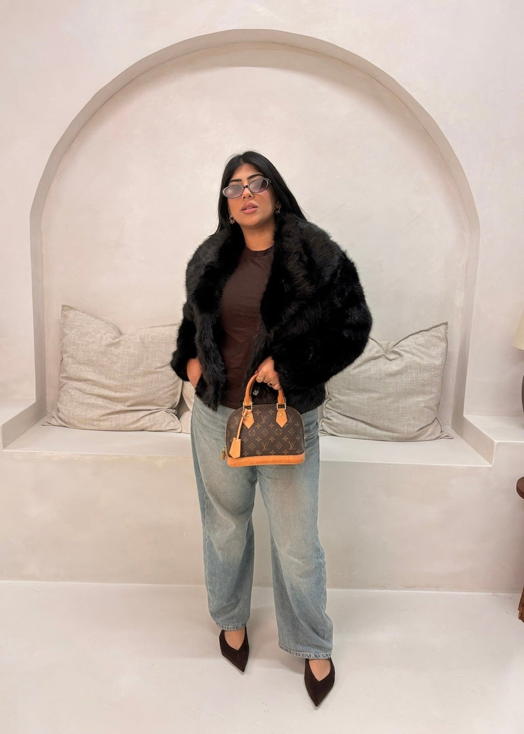 Hannah Faux Fur Coat - Black