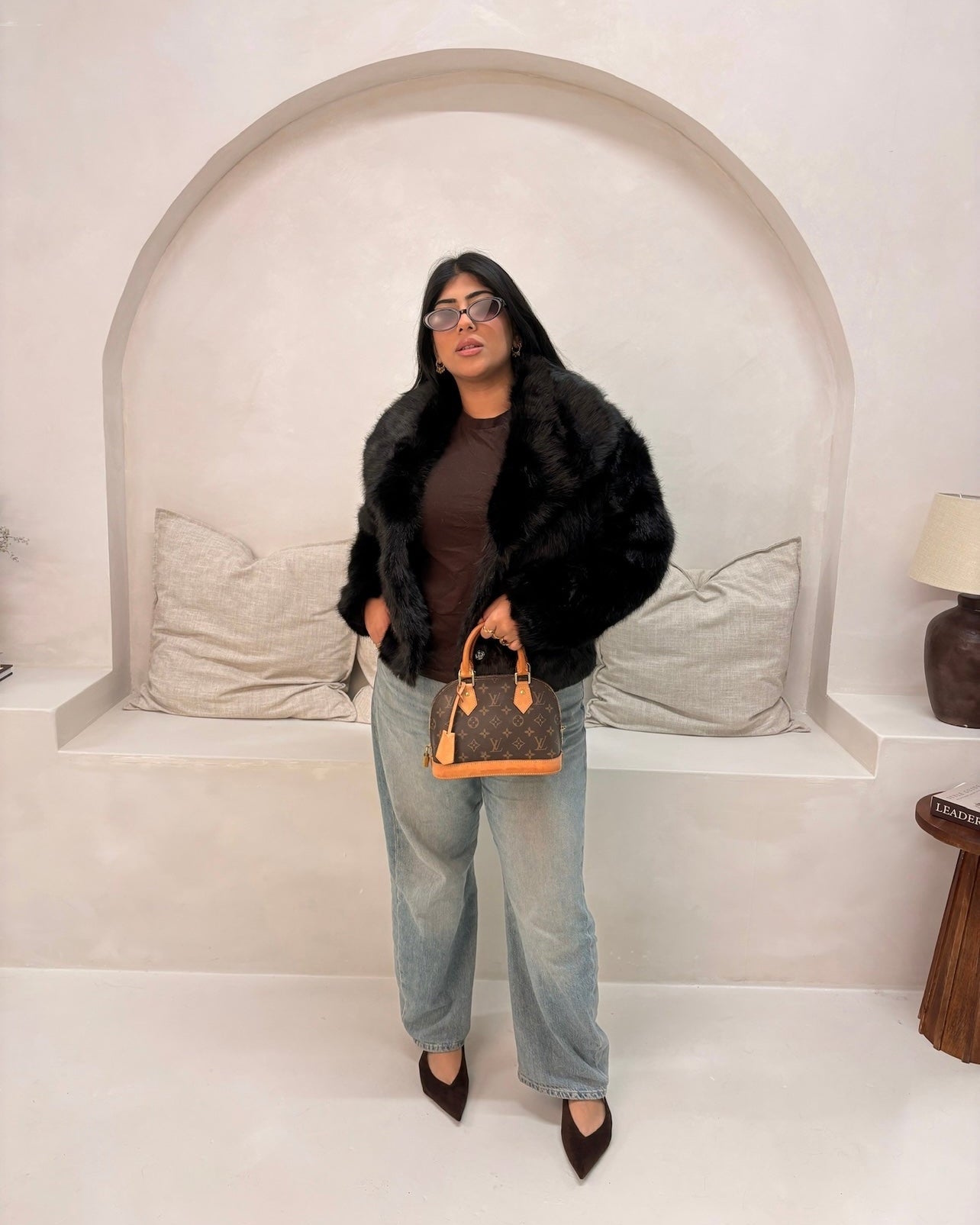 Hannah Faux Fur Coat - Black