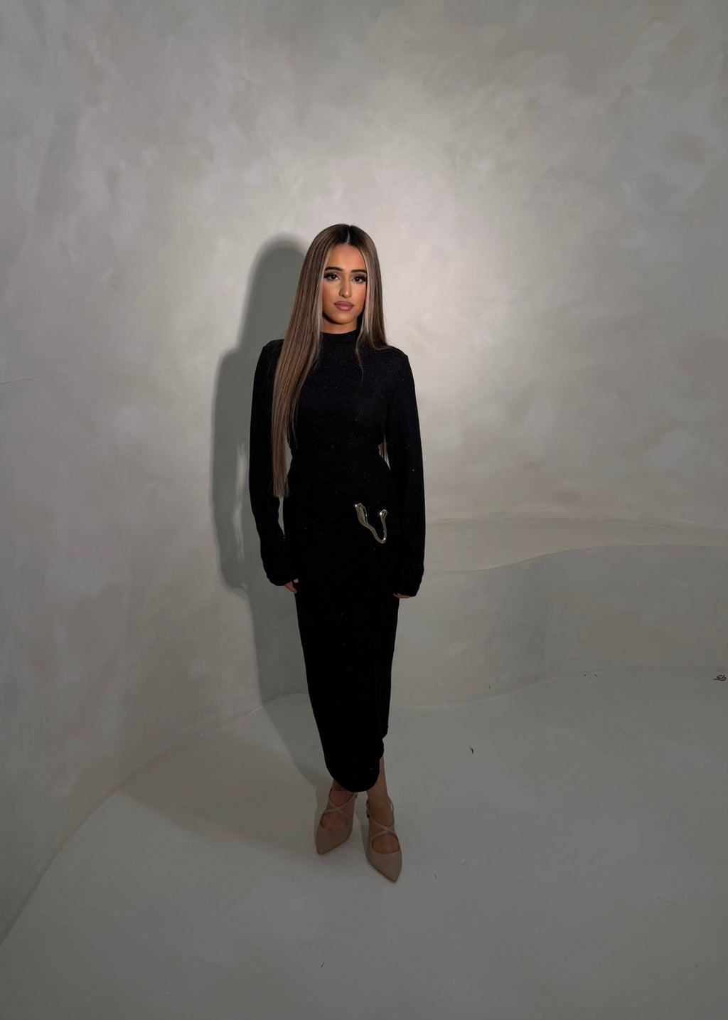 Hayati Sparkle Dress - Deep Black
