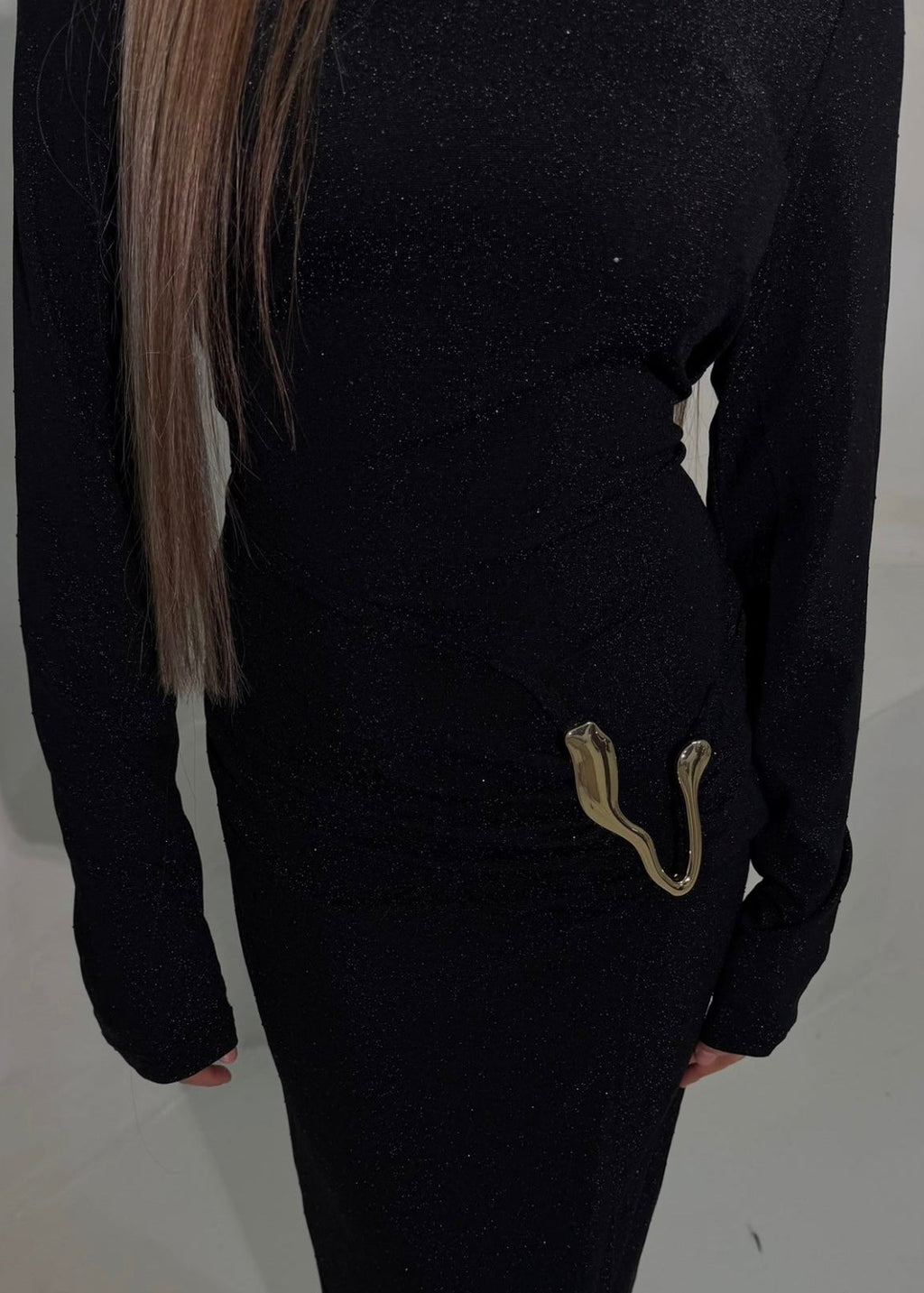 Hayati Sparkle Dress - Deep Black