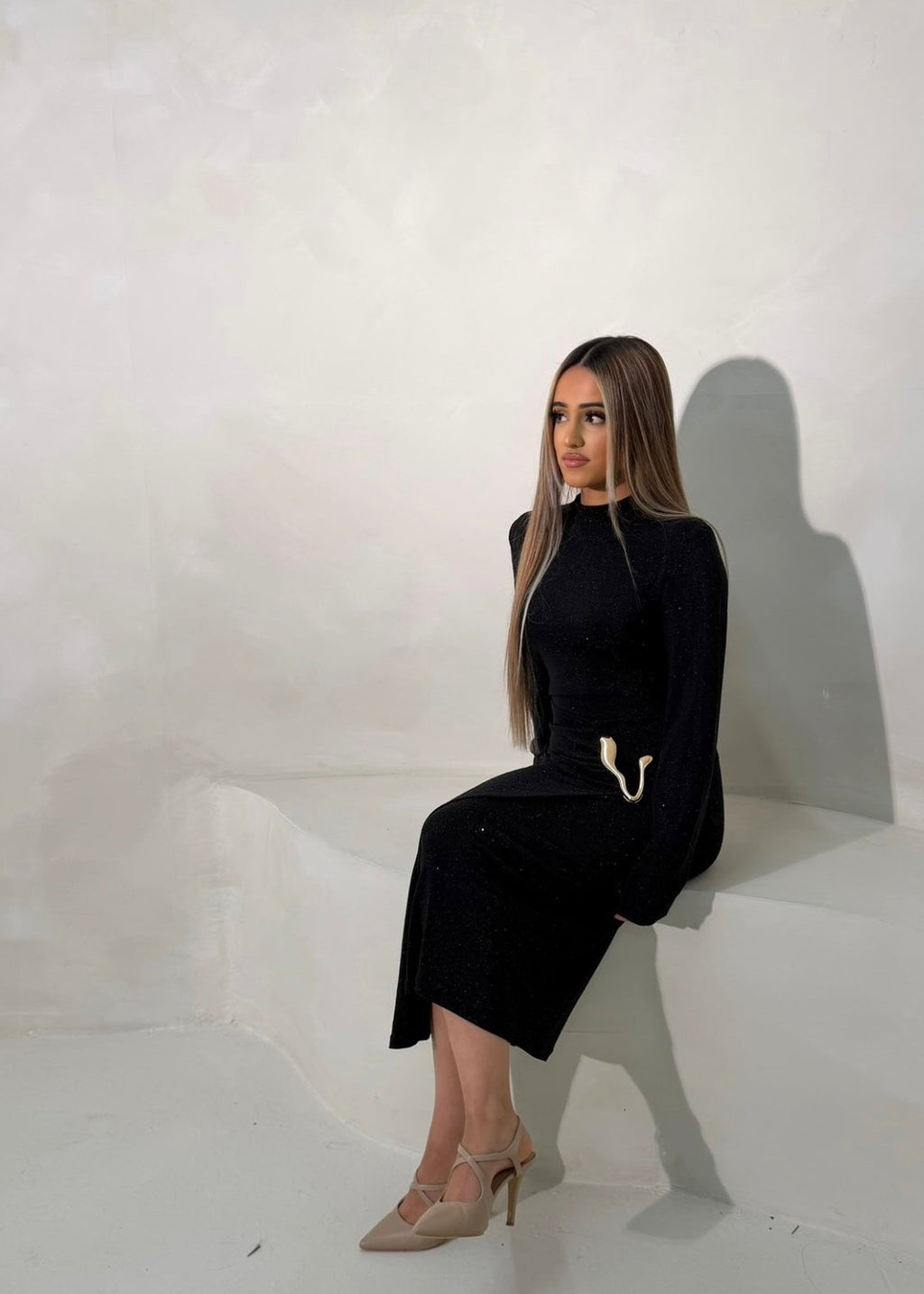 Hayati Sparkle Dress - Deep Black