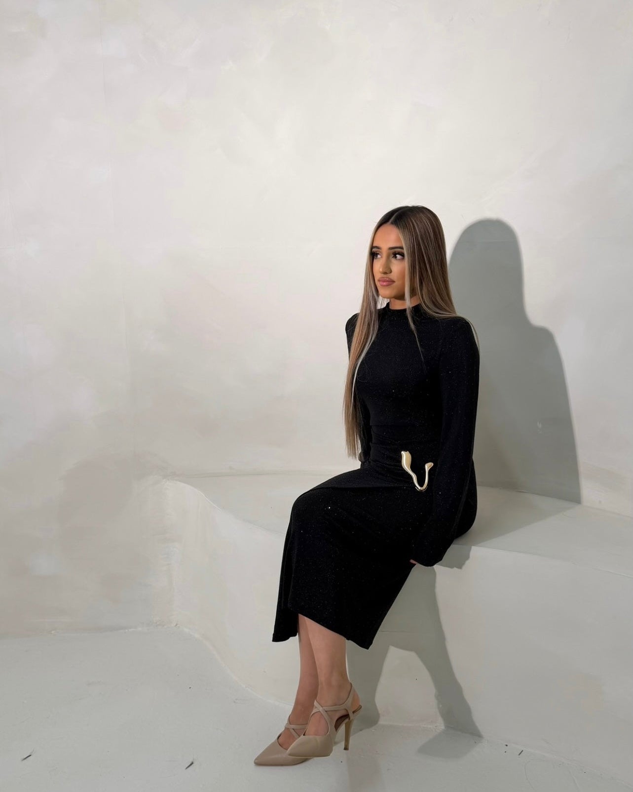 Hayati Sparkle Dress - Deep Black