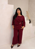 Layali Co Ord Set - Burgundy